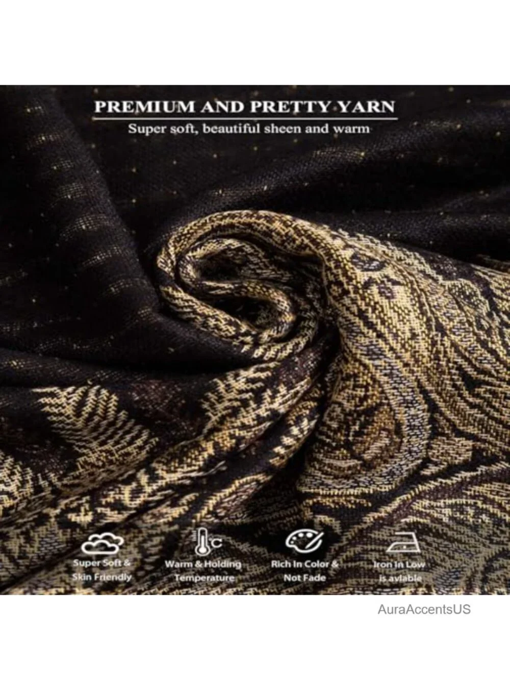 Viscose Acrylic Reversible Paisley Wrap Shawl Scarf for Women